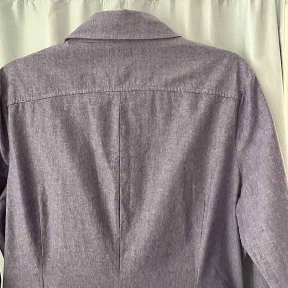 J Peterman Womans Shirt Dress Size 12 Purple 100% Cotton 4 Pockets Long Sleeve - Picture 6 of 14